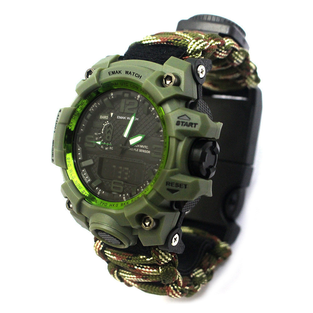 Outdoor Waterproof Multifunctional Climbing Watch Parachute Cord Woven Emergency Survival Watch