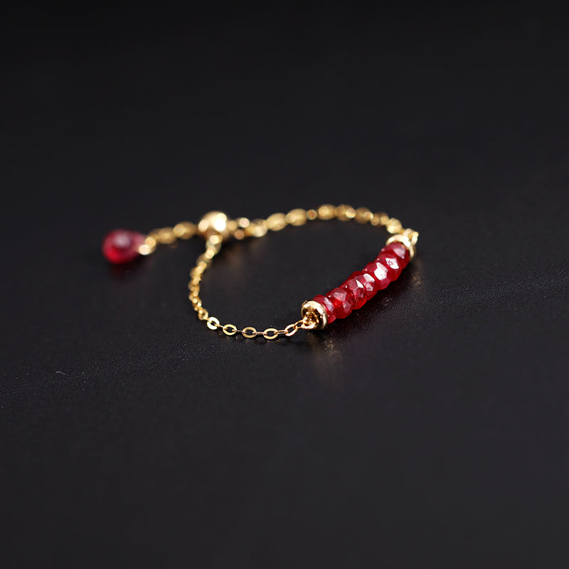 Ruby Wrapped Gold Color Treasure Chain Ring