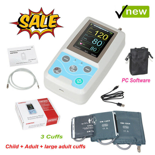CONTEC ABPM50 Handheld 24hours Ambulatory Blood Pressure Monitor With PC Software 3 Cuffs - MediaEclat.store
