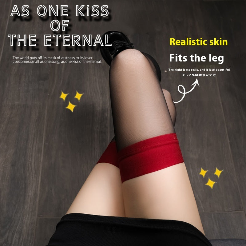 Black Silk Stockings Anti-snagging Durable Thin Red Edge Silicone Anti-snagging