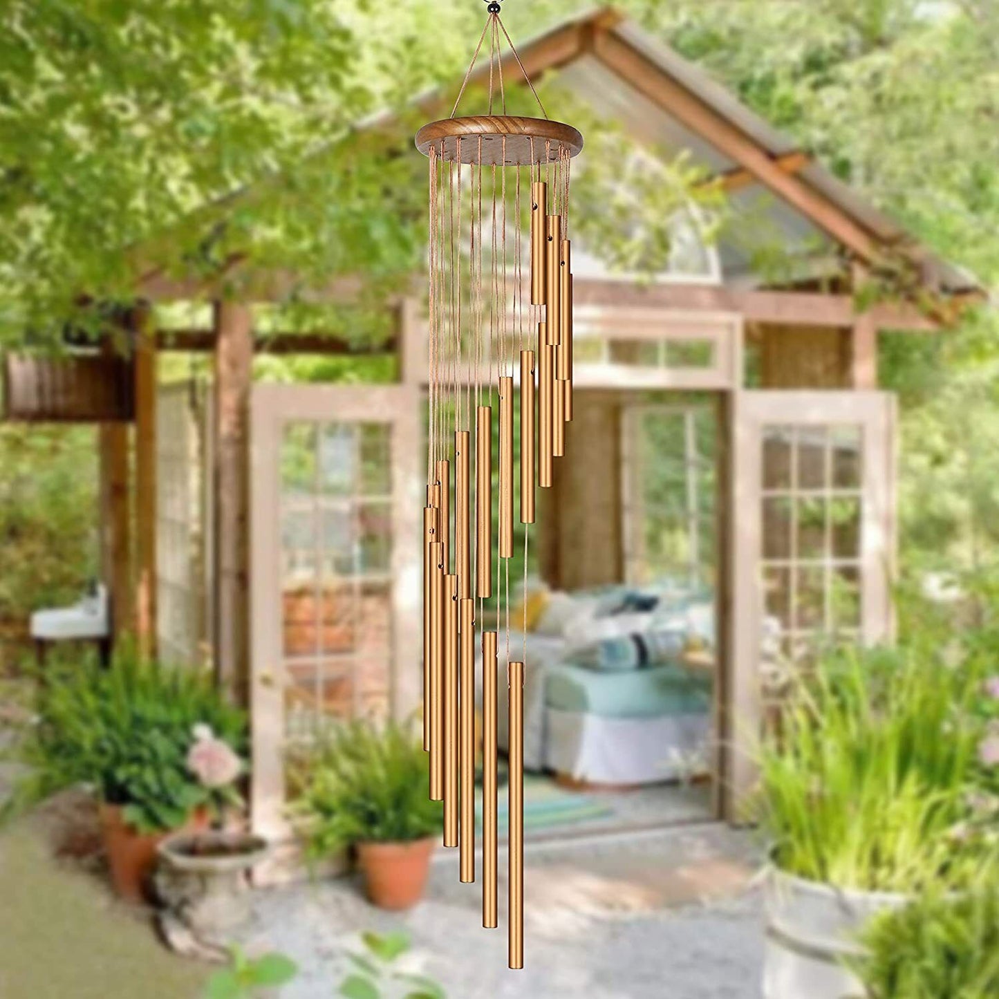 35\' Outdoor Wind Chimes Large 18 Tubes Deep Tone Chapel Bells For Garden Decor