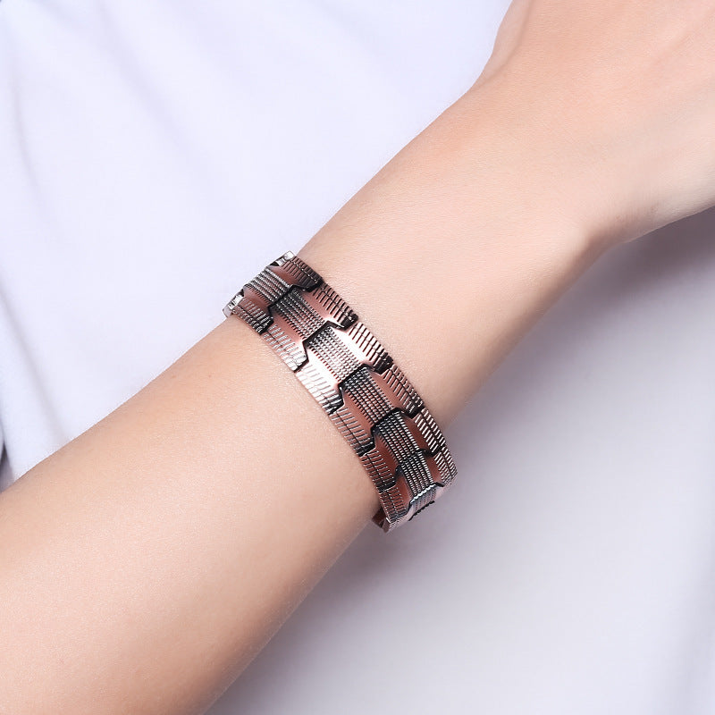 Red Copper Three-row Magnet Negative Ion Health Magnetic Therapy Bracelet