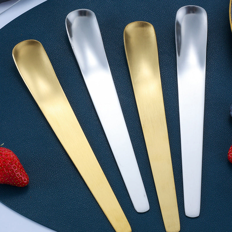 Coffee Dessert Golden Small Flat Spoon Stainless Steel Coffee Scoop Mixer Stirring Icecream Stirring Bar Spoon Kitchen Tableware Stainless Steel Ice Cream Spoon Dessert Spoon