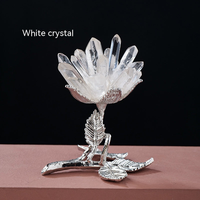 Natural White Crystal Cluster Flower Ornaments White Crystal Single Crystal Diy Flower Tree