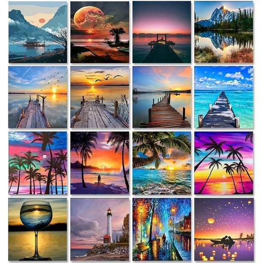 Paint By Numbers Pictures For Adults On Canvas With Framed Landscpae Digital Coloring Drawing Oil Paintings By Number Home Decor