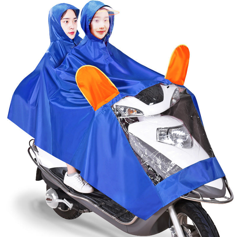 Double Electric Bike Raincoat Motorcycle Poncho Double Big Brim Bike