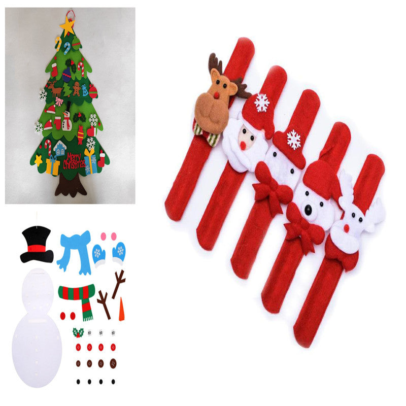 DIY Felt Christmas Tree New Year Toddler Kids Handmade Gift Toys Door Wall Hanging Ornaments Holiday Party Home Decor Set