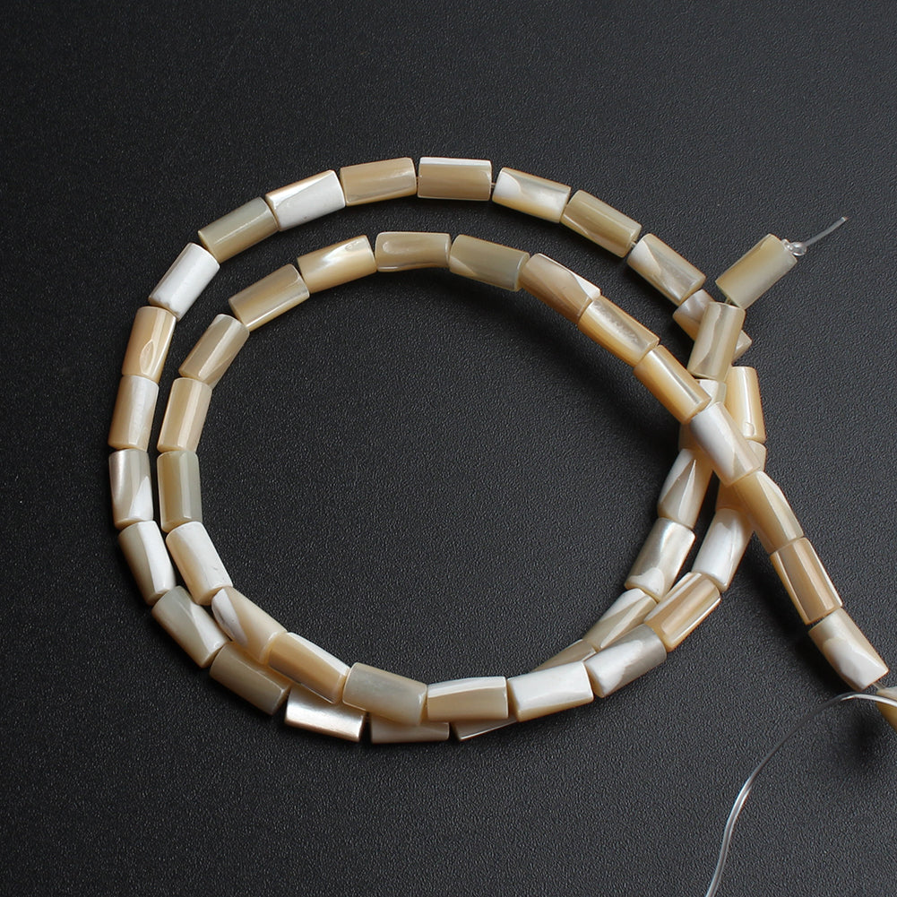 Natural Mop Shell Beads Column White Beige Jewelry Making DIY Bracelet Accessories