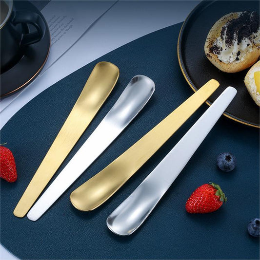 Coffee Dessert Golden Small Flat Spoon Stainless Steel Coffee Scoop Mixer Stirring Icecream Stirring Bar Spoon Kitchen Tableware Stainless Steel Ice Cream Spoon Dessert Spoon