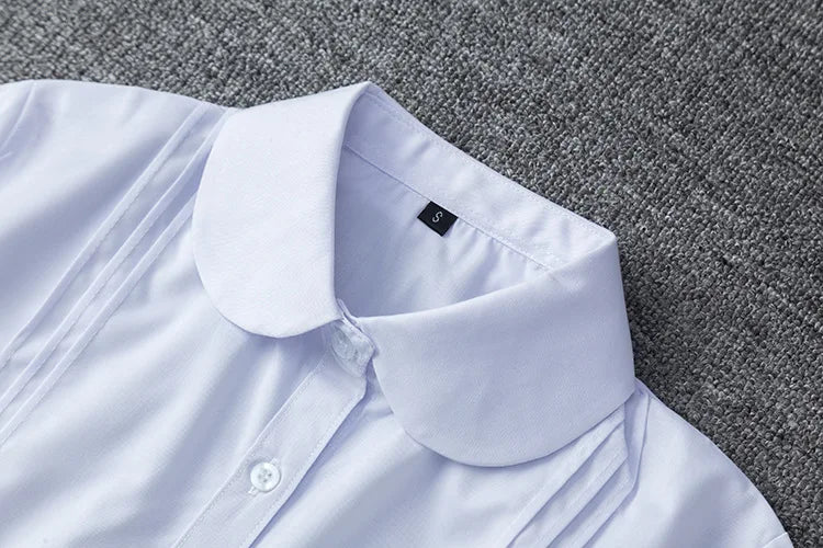 Japanese School Uniform For Girls Short Sleeve White Shirt School Dress Jk Sailor Suit Tops Business Work Uniforms For Women