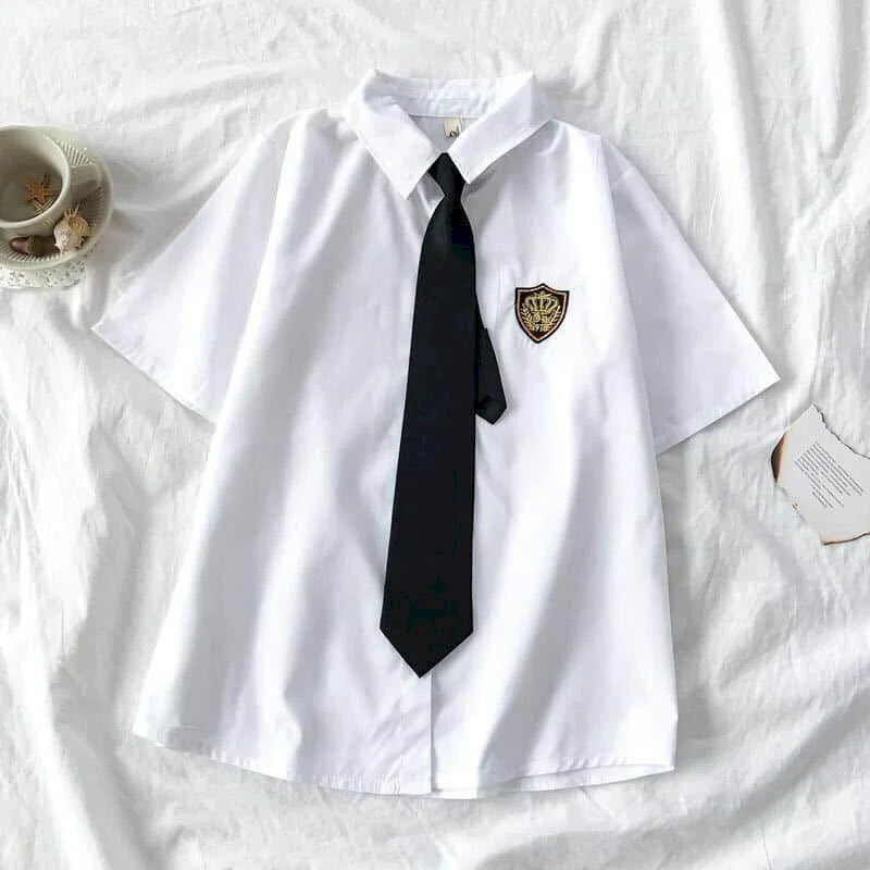 School Girl Uniform Two-piece College Style Pleated Skirt Suits Women's Suits Summer Loose Shirt Female Student Korean Uniform