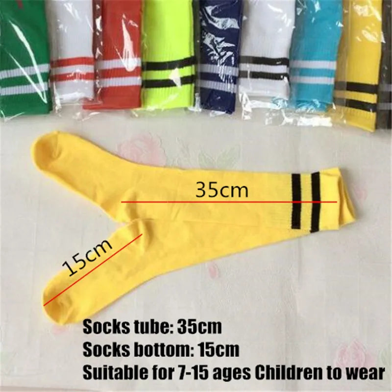 300p High Elastic Children Soccer Sport Stockings,Middle School Student knee-length Football Long Socks for 22-35 Yards Boy&Girl