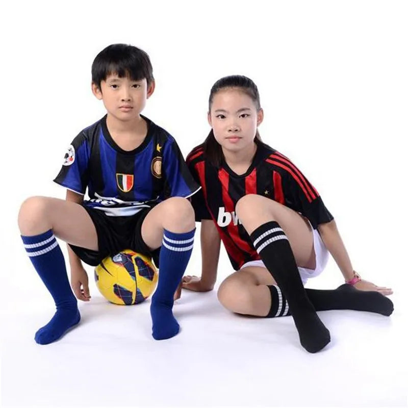 300p High Elastic Children Soccer Sport Stockings,Middle School Student knee-length Football Long Socks for 22-35 Yards Boy&Girl