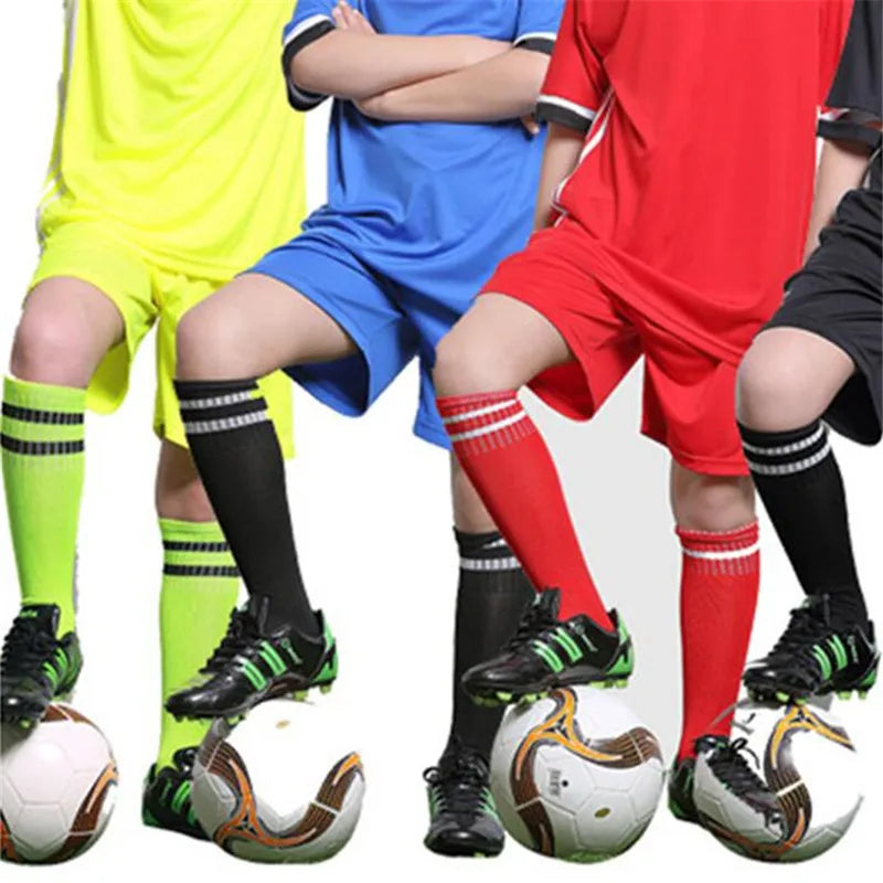 300p High Elastic Children Soccer Sport Stockings,Middle School Student knee-length Football Long Socks for 22-35 Yards Boy&Girl