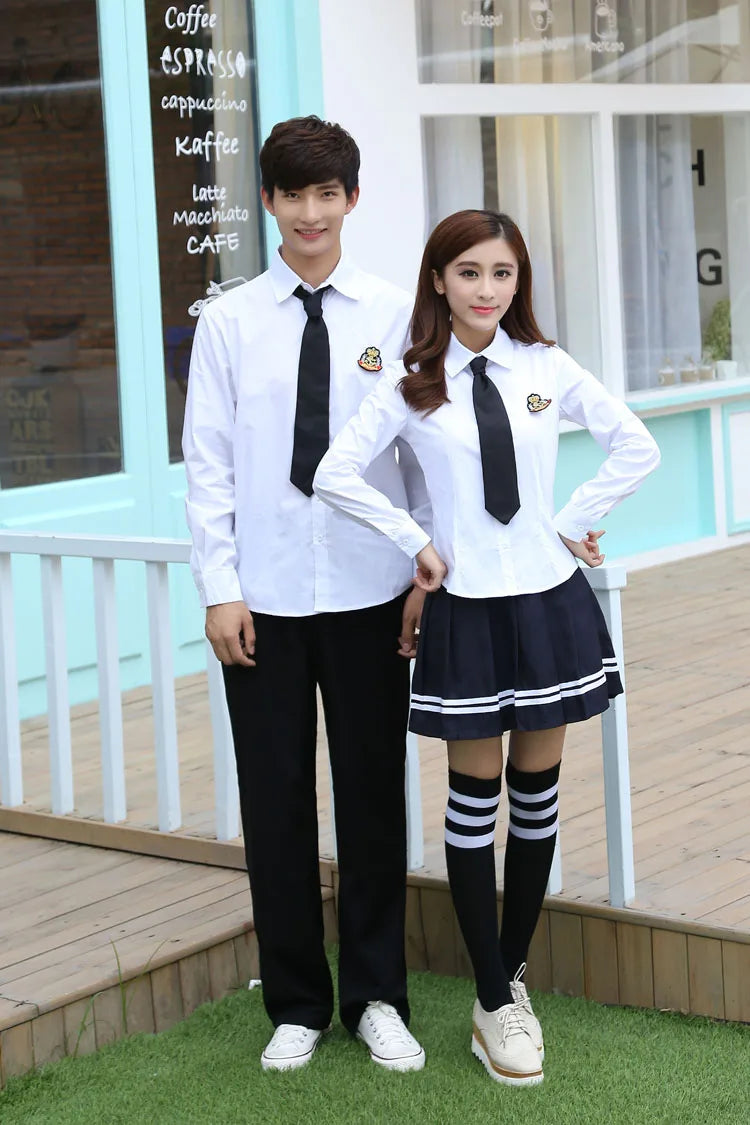 Korean school uniforms Set For Girls white Shirt Skirt For Student Shirt Pants japanese school uniform for boys cosplay costume