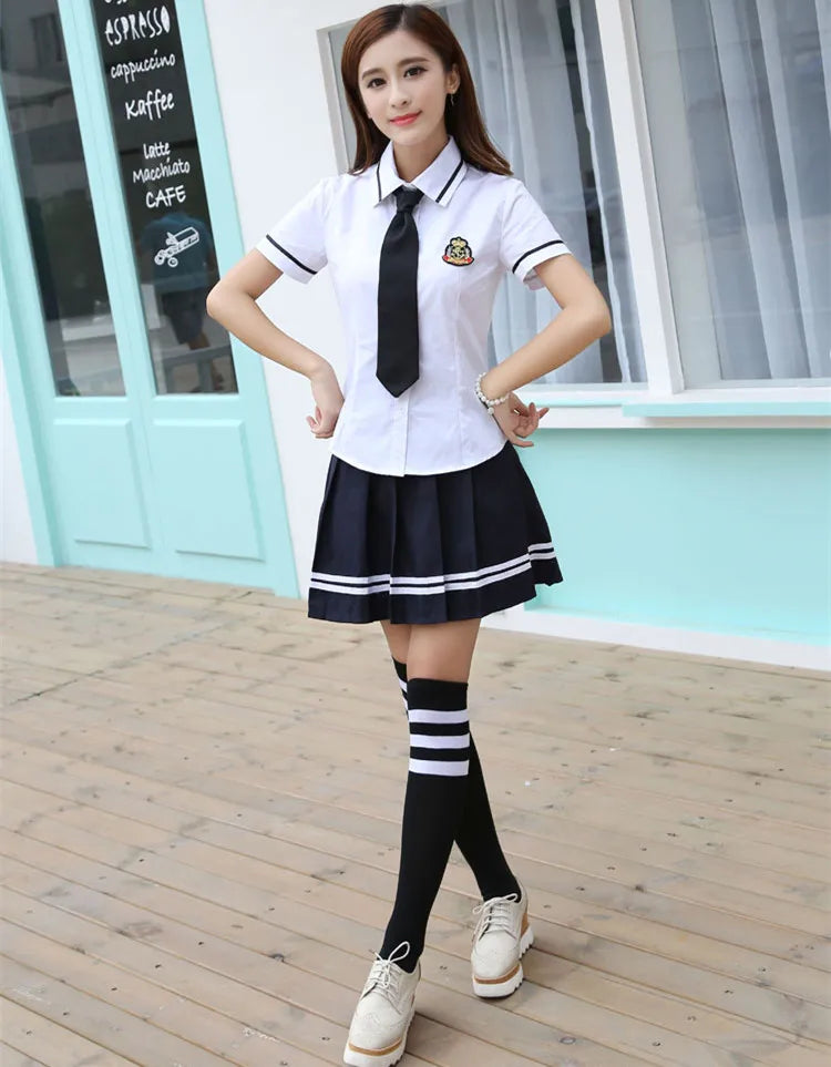 Korean school uniforms Set For Girls white Shirt Skirt For Student Shirt Pants japanese school uniform for boys cosplay costume