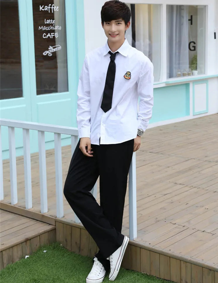 Korean school uniforms Set For Girls white Shirt Skirt For Student Shirt Pants japanese school uniform for boys cosplay costume