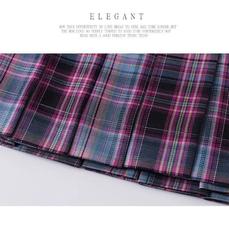 Japanese School Uniform Korean Student JK Seifuku Blouse Pleated Skirt Sailor Full Set Girl Plaid Skirt Pink Uniforms for Woman