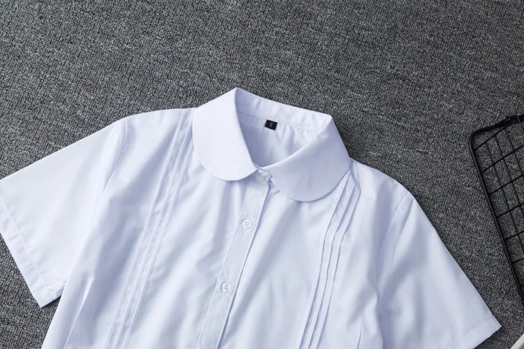 Japanese School Uniform For Girls Short Sleeve White Shirt School Dress Jk Sailor Suit Tops Business Work Uniforms For Women