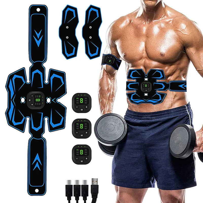 EMS Stimulator Muscle Toner Stimulating Slimming Belt Abdominal Training Device Rechargeable Massager Home Fitness Equipment