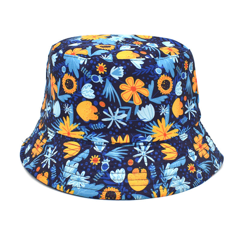 Men's And Women's Outdoor Double-sided Sunscreen Printed Fisherman Hat