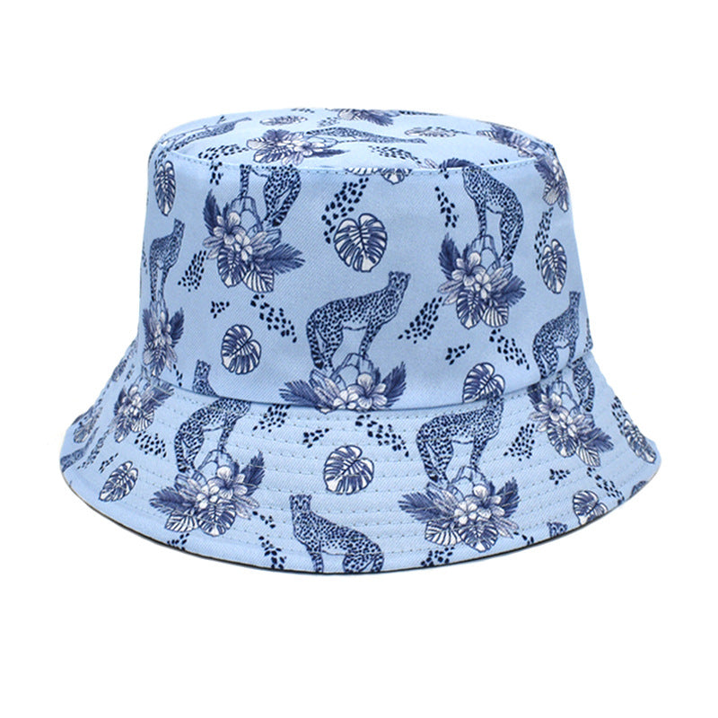 Men's And Women's Outdoor Double-sided Sunscreen Printed Fisherman Hat