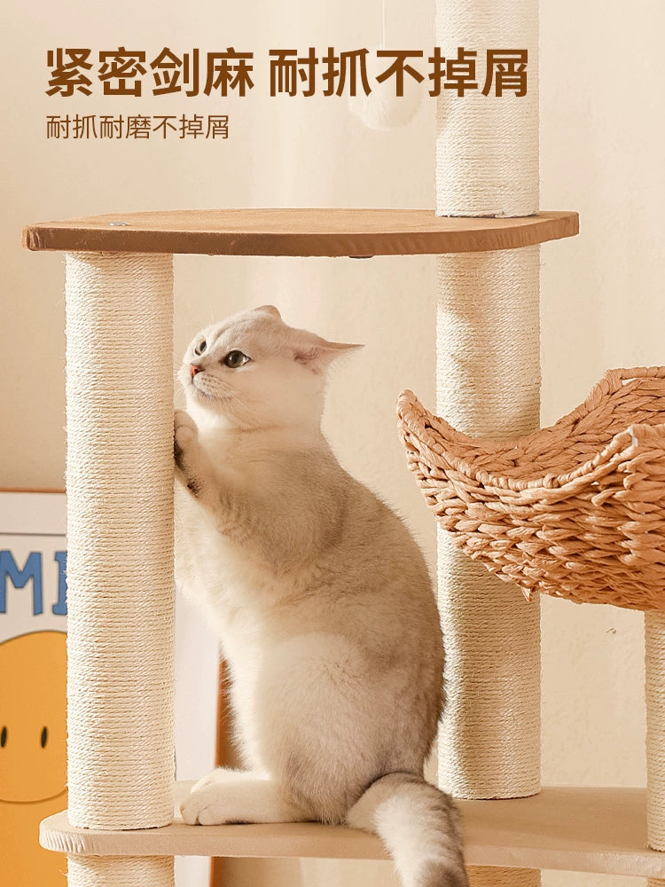 Cat Climbing Frame Cat Nest Cat Tree Integrated Sisal Cat Climber Column Ragdoll Cat Climber Scratch-Resistant Winter Cat For Home Solid Wood Cat Climber