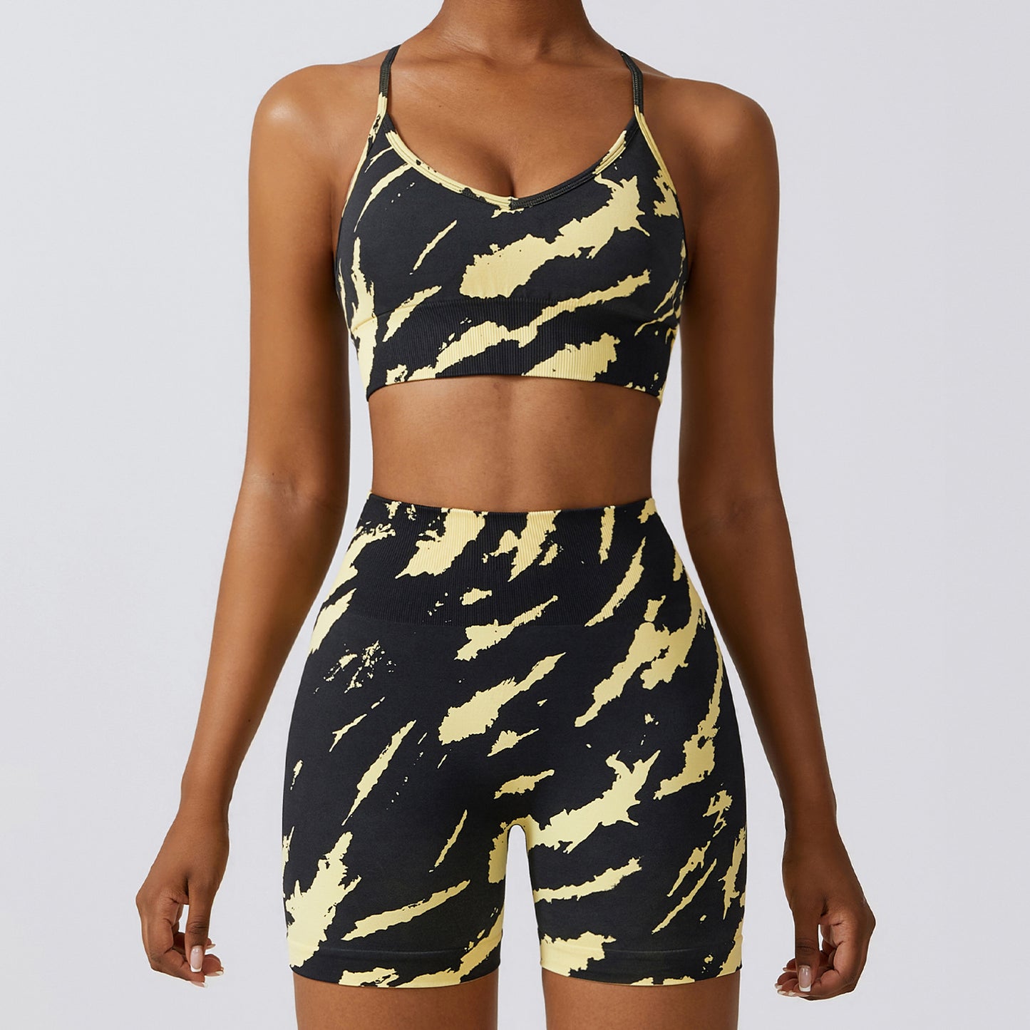 Camouflage Printing Seamless Yoga Suit Quick-drying High Waist Running Workout Clothes