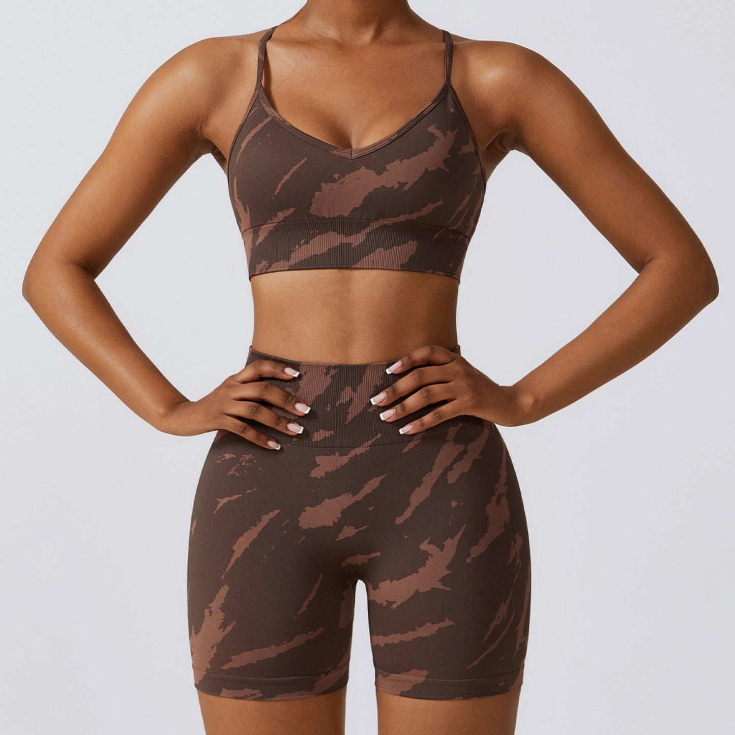 Camouflage Printing Seamless Yoga Suit Quick-drying High Waist Running Workout Clothes