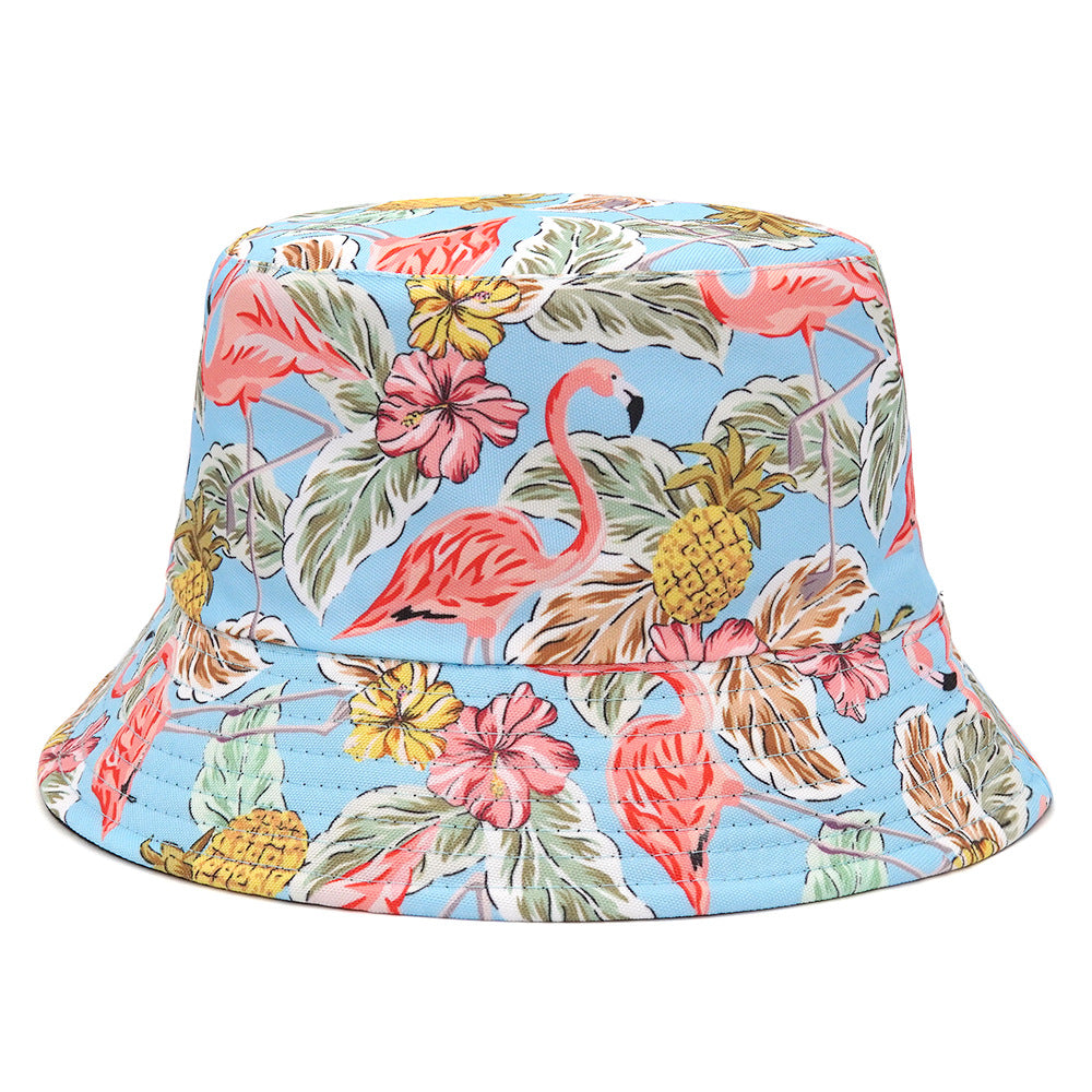 Leaf Printing Bucket Hat Sunshade Double-sided Bucket