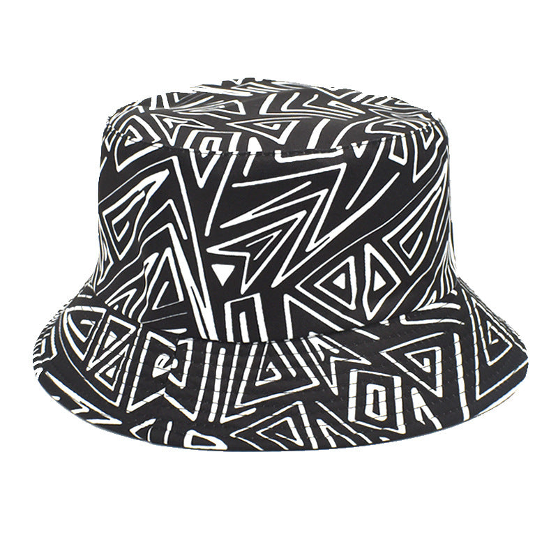 Men's And Women's Outdoor Double-sided Sunscreen Printed Fisherman Hat