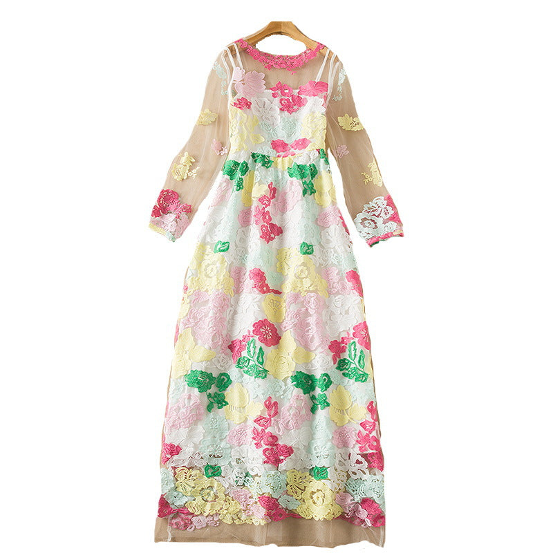 Exquisite Embroidery Floral Long Sleeve Dress