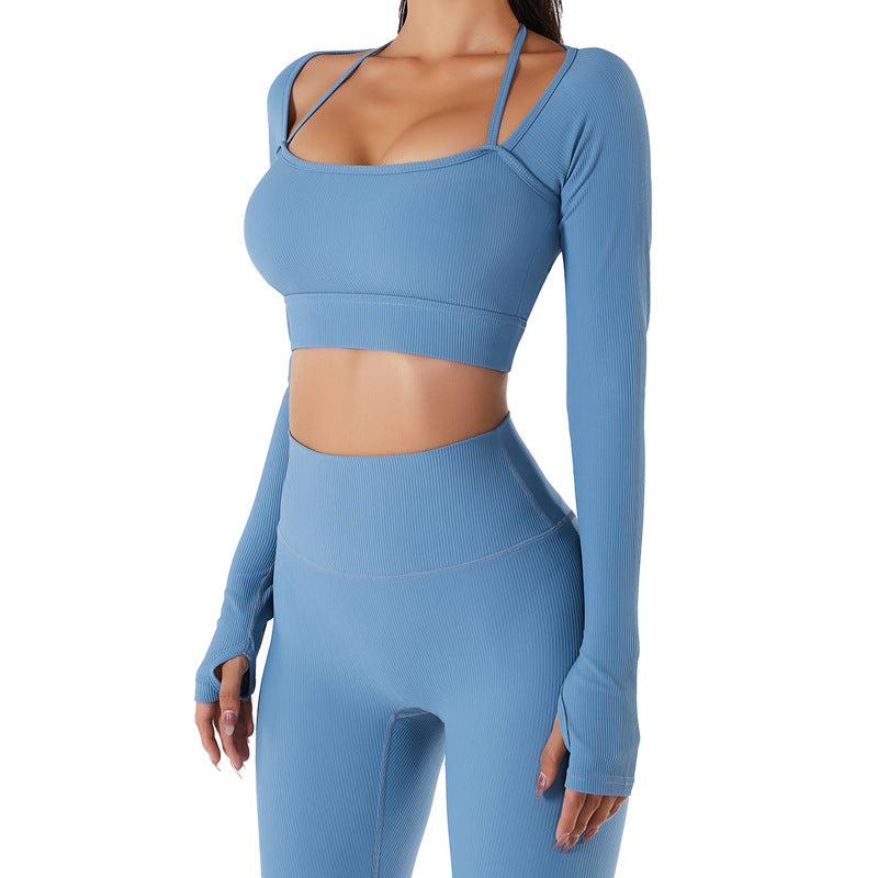 Sports Top Women's Quick-drying Workout Clothes With Chest Pad Slim Fit Skinny Long Sleeve Yoga Wear - MediaEclat.store