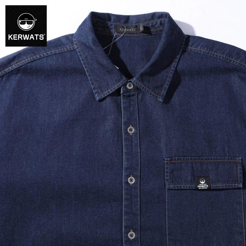 Kerwats Large Size Letters Loose Denim Shirt