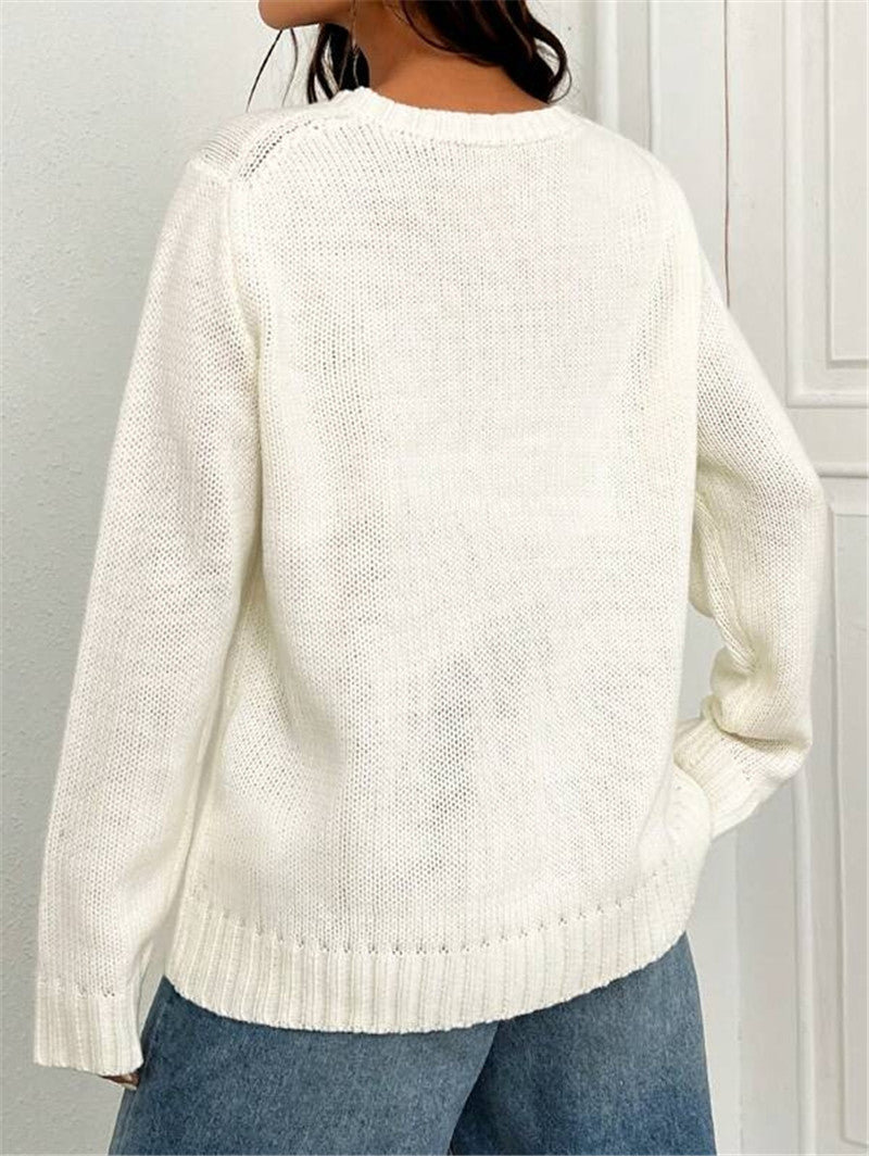 Women's Loose Round Neck Flag Sweater