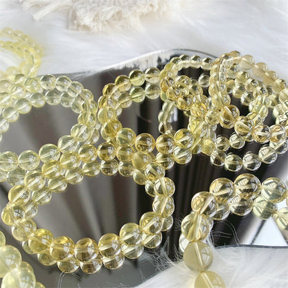 Natural Crystal Lemon Crystal Bracelet Women's Fashion Bracelet Round Beads Bracelet Citrine