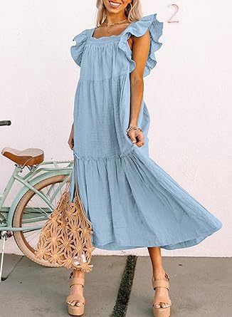 Women's Square Collar Off-the-shoulder Pleated Dress - MediaEclat.store