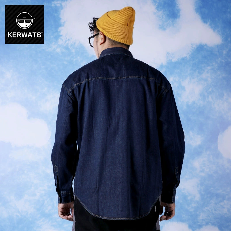 Kerwats Large Size Letters Loose Denim Shirt