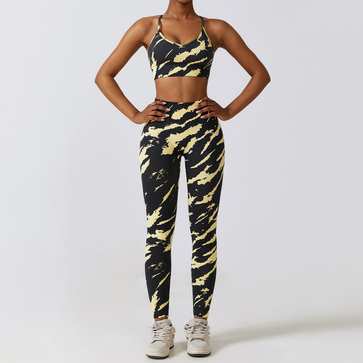 Camouflage Printing Seamless Yoga Suit Quick-drying High Waist Running Workout Clothes