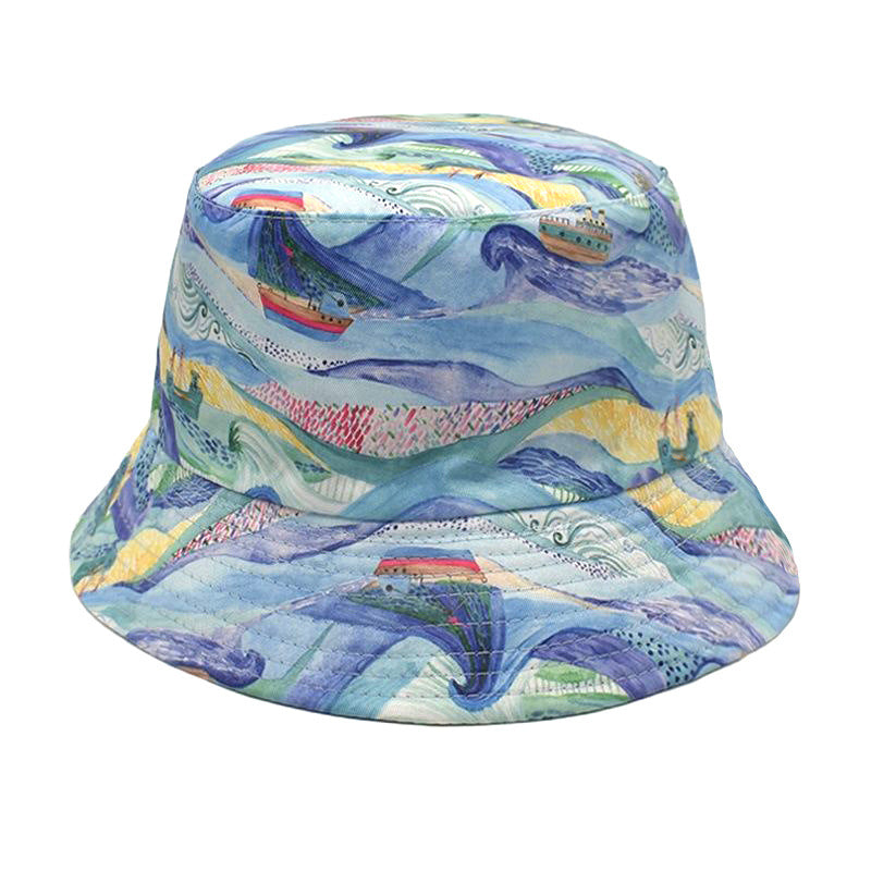 Men's And Women's Outdoor Double-sided Sunscreen Printed Fisherman Hat