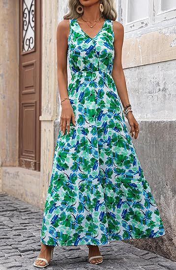 Women's V-neck Elastic Waist Printed Dress - MediaEclat.store
