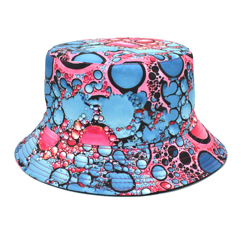 Men's And Women's Outdoor Double-sided Sunscreen Printed Fisherman Hat