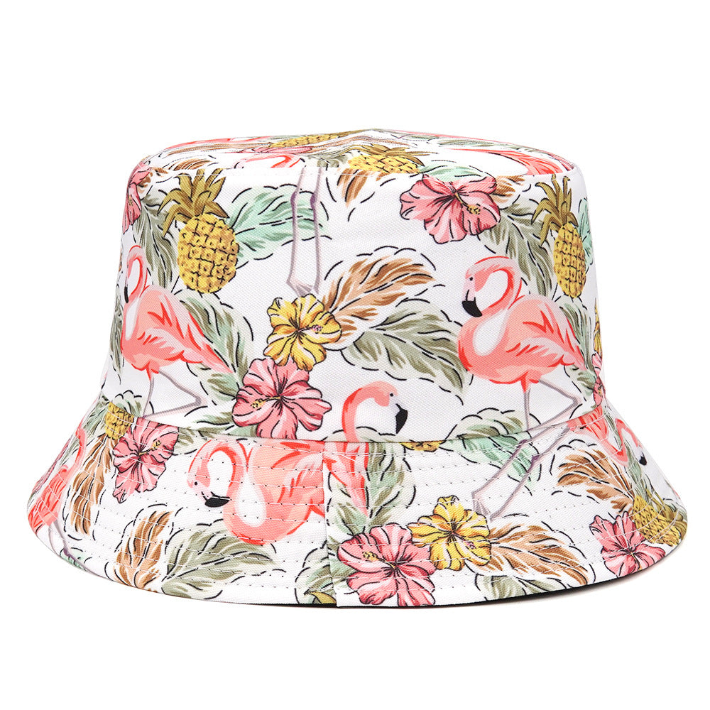 Leaf Printing Bucket Hat Sunshade Double-sided Bucket