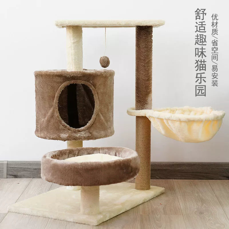 Cat Climber Cat Climbing Frame Cat Nest Cat Tree Integrated Solid Wood Cat Climbing Frame Small Cat Supplies Scratching Pole All Year Round Neutral