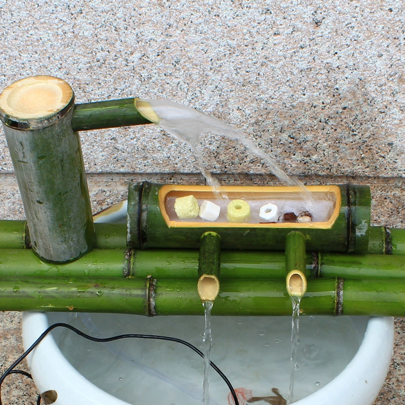 Bamboo Pipe Water Purifier Solar Water Pump Filter Water Pulp Circulating Bamboo Ornaments Courtyard Japanese Fish Tank Artificial Mountain Fish Farming