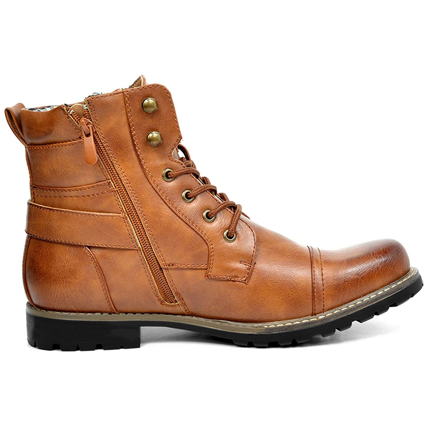 Men's Double Zipper Heavy Machine Leather Boots