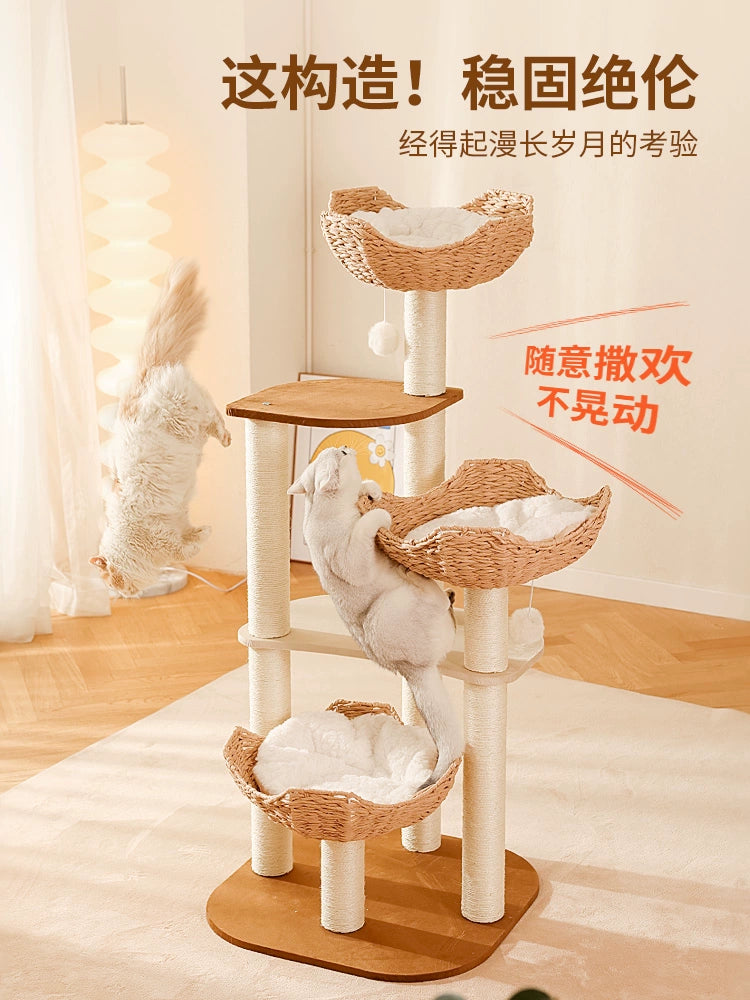 Cat Climbing Frame Cat Nest Cat Tree Integrated Sisal Cat Climber Column Ragdoll Cat Climber Scratch-Resistant Winter Cat For Home Solid Wood Cat Climber