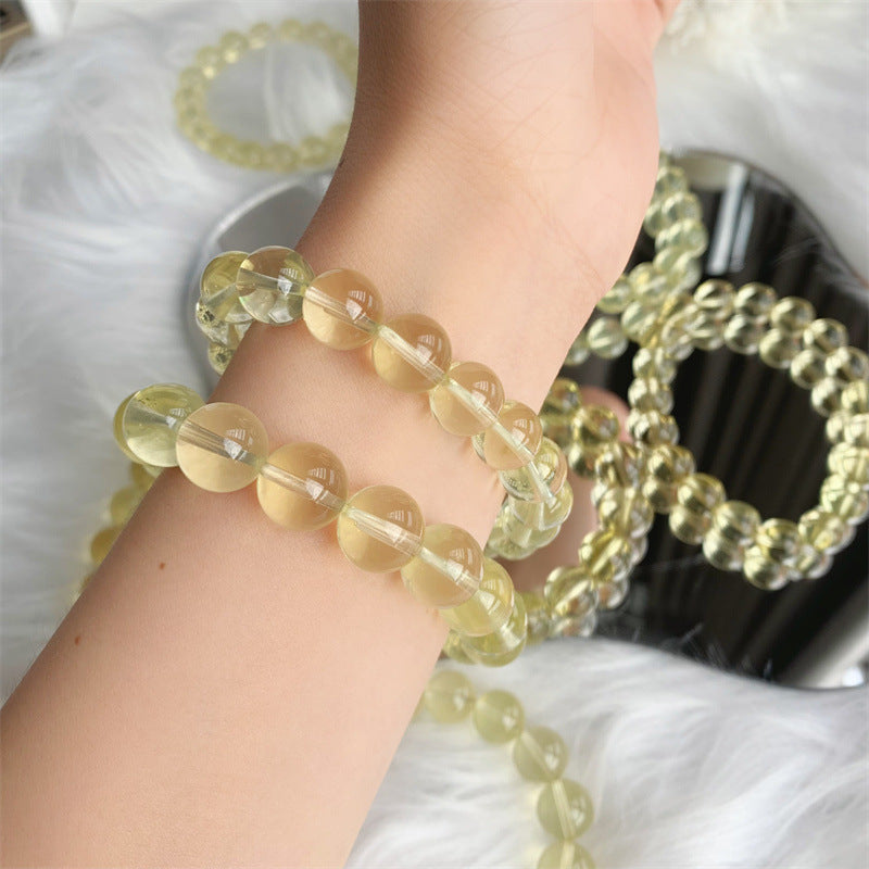 Natural Crystal Lemon Crystal Bracelet Women's Fashion Bracelet Round Beads Bracelet Citrine