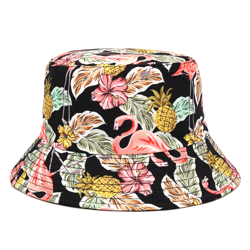 Leaf Printing Bucket Hat Sunshade Double-sided Bucket