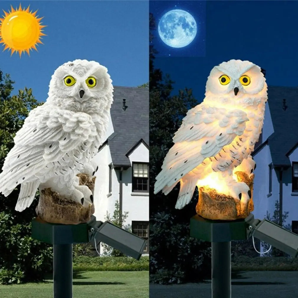 Owl Solar Light With Solar LED Panel Fake Owl Waterproof Solar Garden Lights Owl Ornament Animal Bird Outdoor Lamps